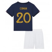 Fotballdrakt Barn Frankrike Kingsley Coman #20 Hjemmedraktsett VM 2022 Kortermet (+ Korte bukser)